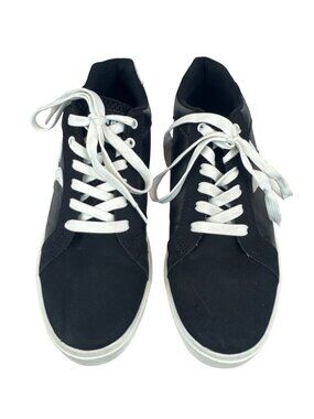 Hurley Black & White Low Top Skate Sneakers Faux Suede Leather Accents
